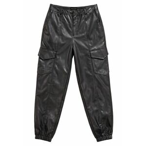 Shinestar Faux Leather Cargo Pants Womens Small Black Jogger High Rise